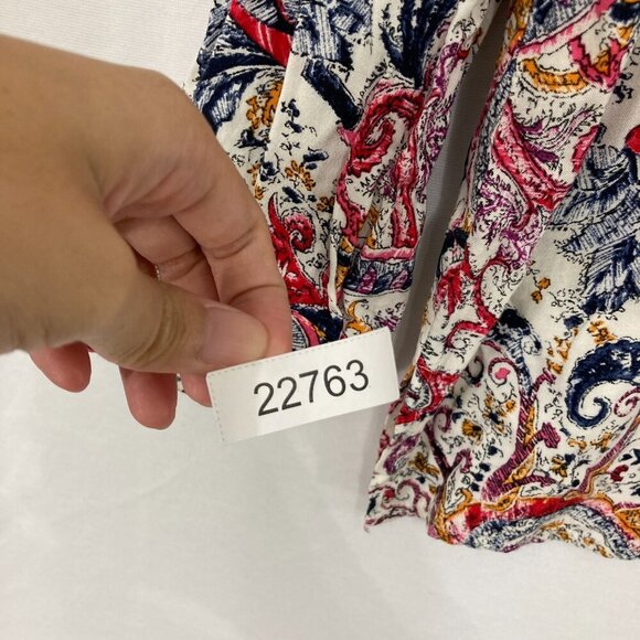 Intro. size 22/24 Multi Color Abstract Artsy Print Soft Rayon Button Down Comfy - Picture 10 of 10